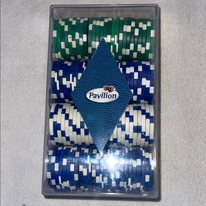 Pavilion Poker Chip Set - Green, Blue, White